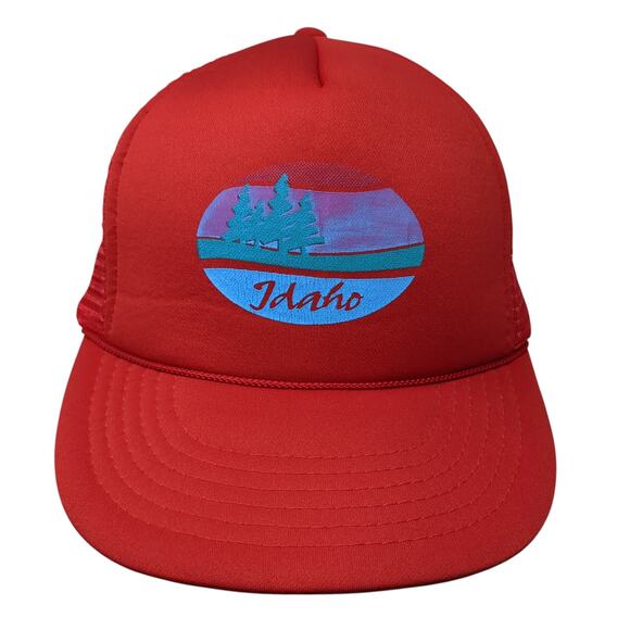 Idaho Snapback Trucker Hat Red OS Adjustable Lightweight Mesh Back Rope KC - Picture 1 of 9